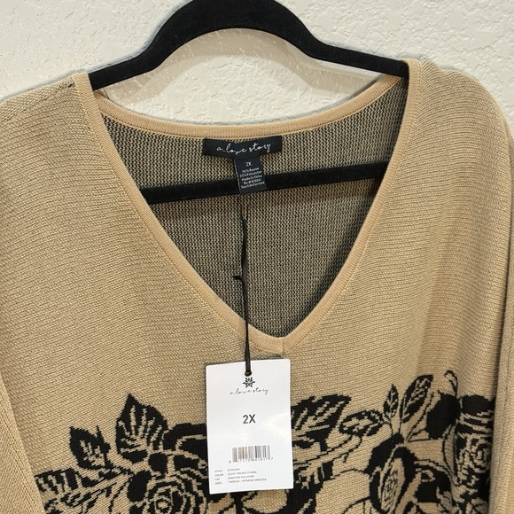 Love Story SZ 2X Poetcore Floral Knit Sweater Romantic Minimal Dark Academia NWT - Picture 3 of 6